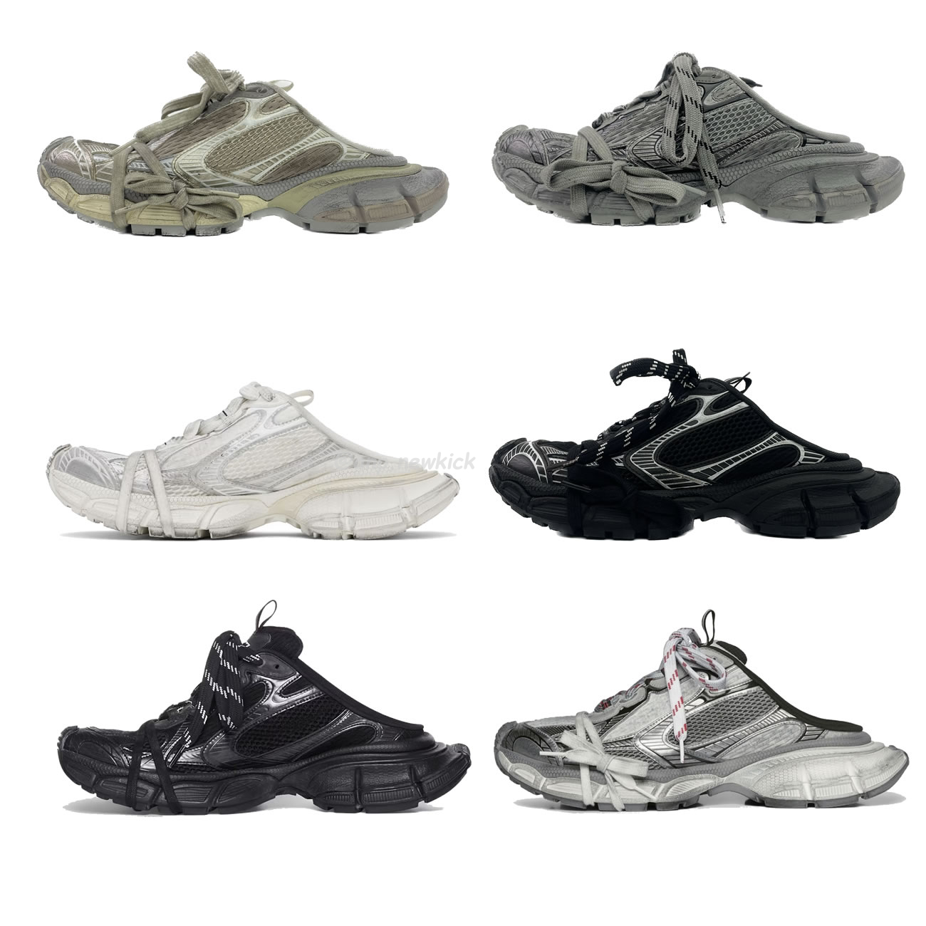 Balenciaga 3xl Mule Monocolor Mesh Rub Black White Eggshell Grey Red Bal Worn Out (1) - www.newkick.vip